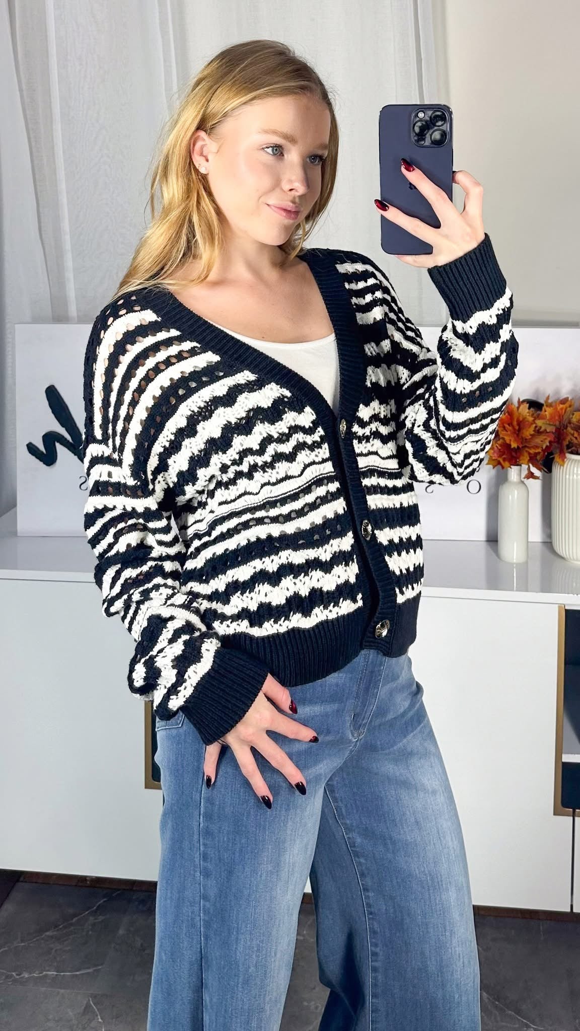 Mono Mode Striped Knit Cardi