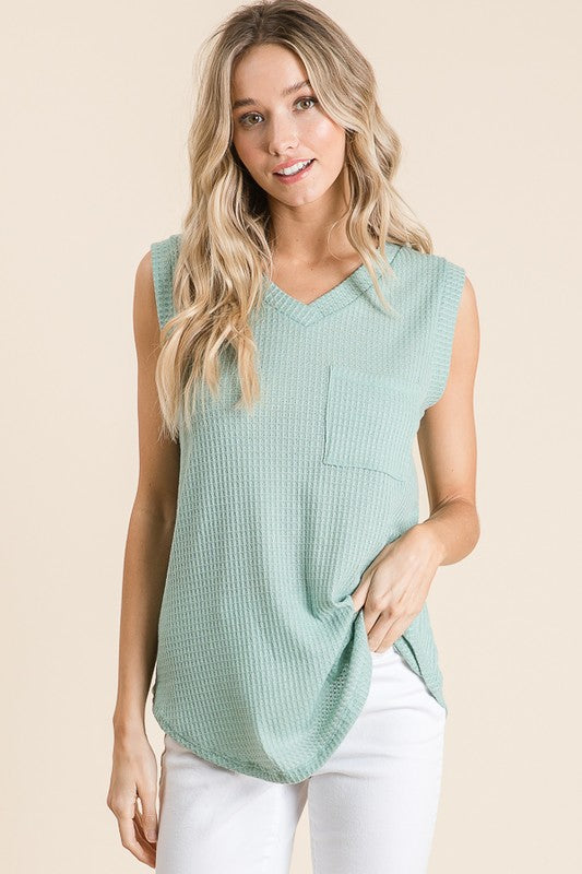 Sage Waffle Knit Tank