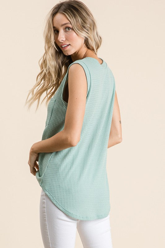 Sage Waffle Knit Tank
