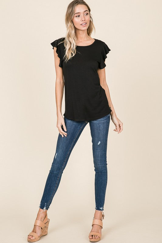 Basic Black Ruffle Tee