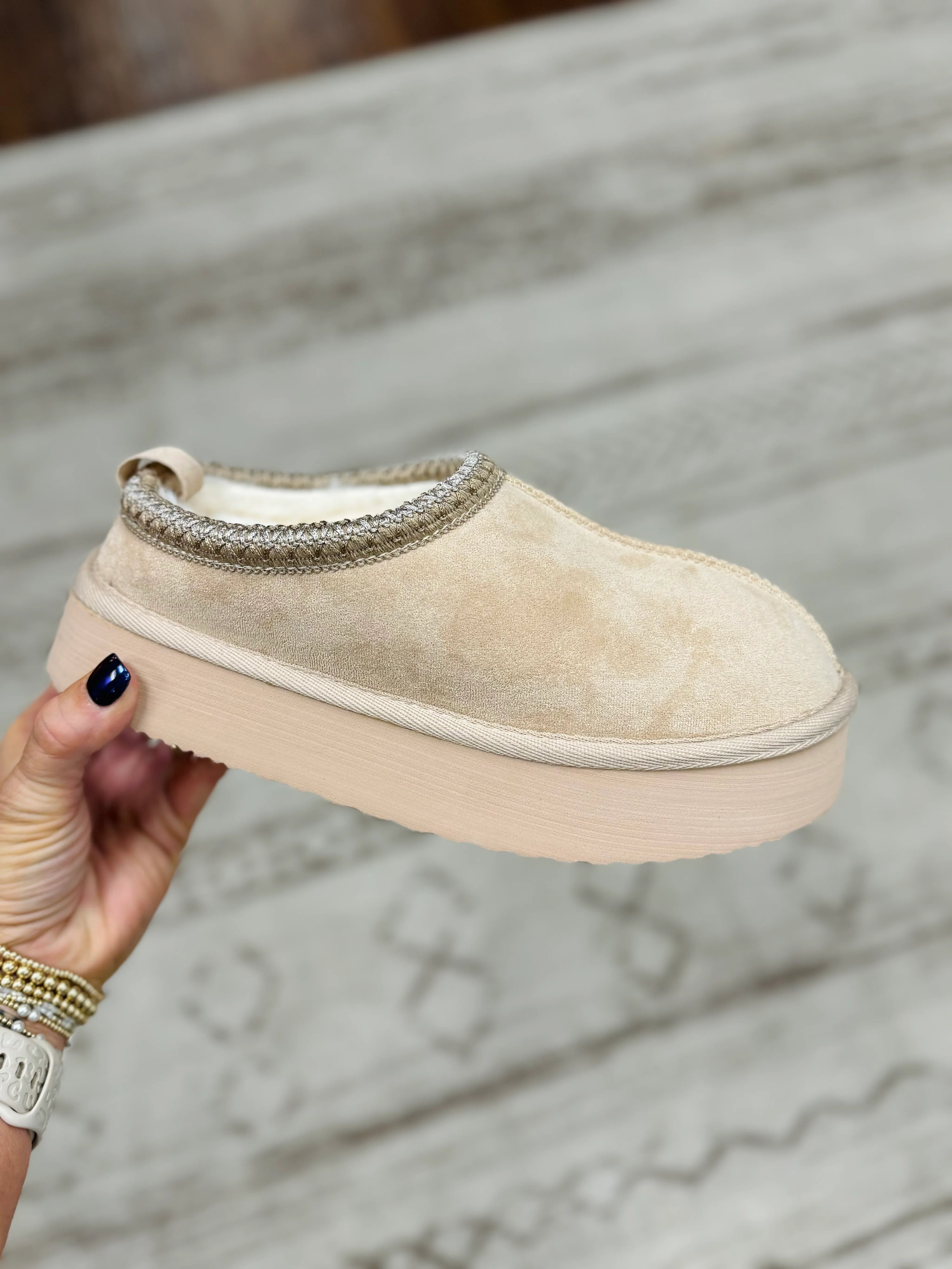 Charlie Cream Platform Slipper Shoes