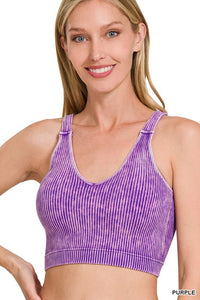 Nora Washed & Ribbed Cropped Tank in Purple