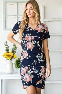 Hemish Ruched Floral Mini Dress