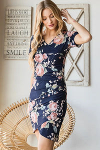 Hemish Ruched Floral Mini Dress