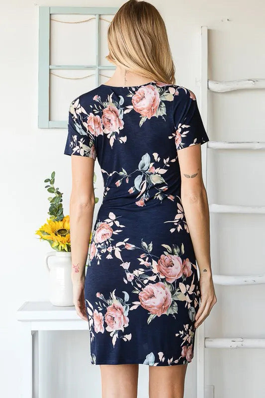 Hemish Ruched Floral Mini Dress