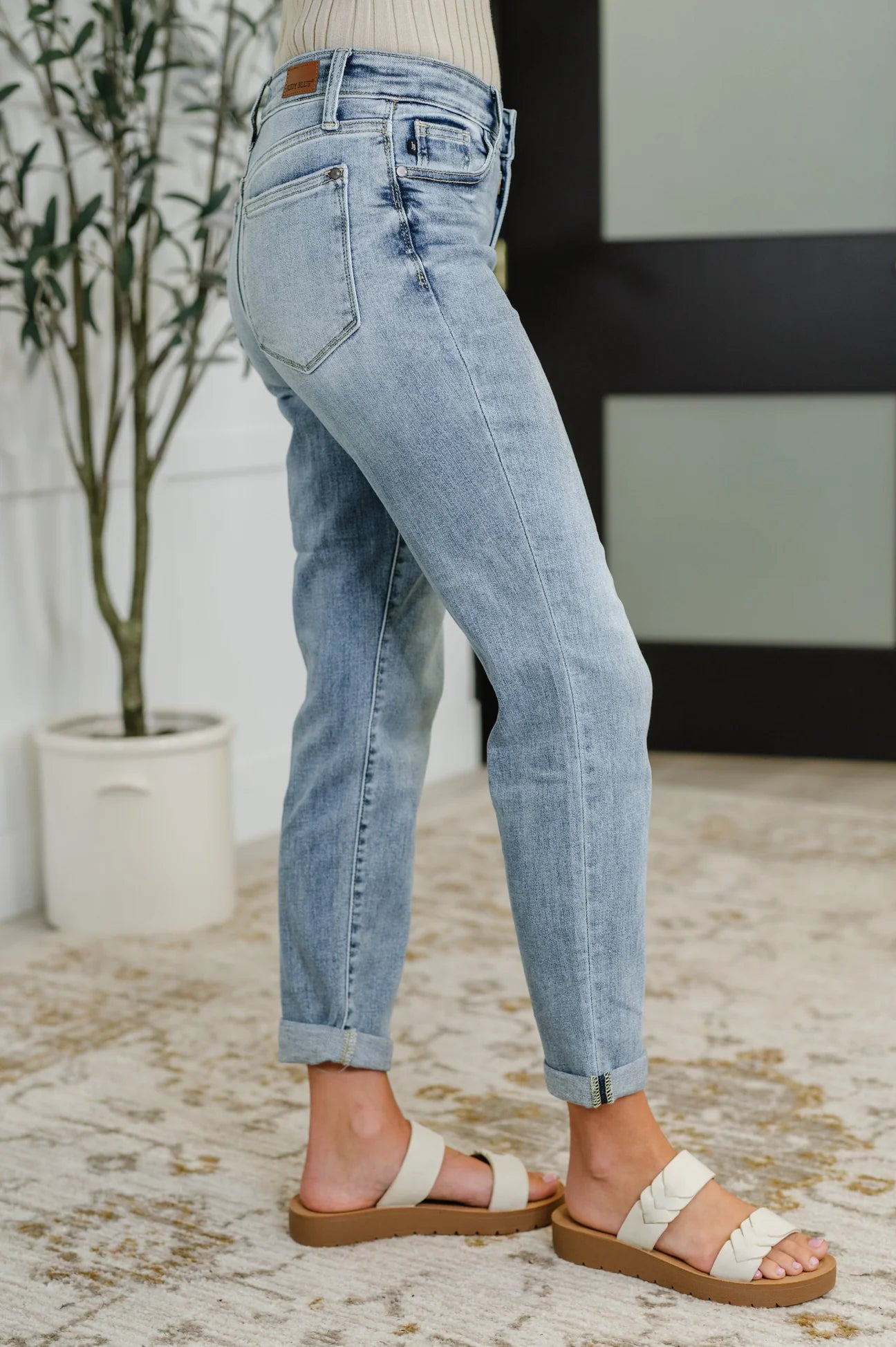 Braxton Bleach Wash Mid Rise Boyfriend Jeans