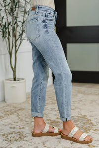 Braxton Bleach Wash Mid Rise Boyfriend Jeans