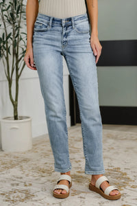 Braxton Bleach Wash Mid Rise Boyfriend Jeans