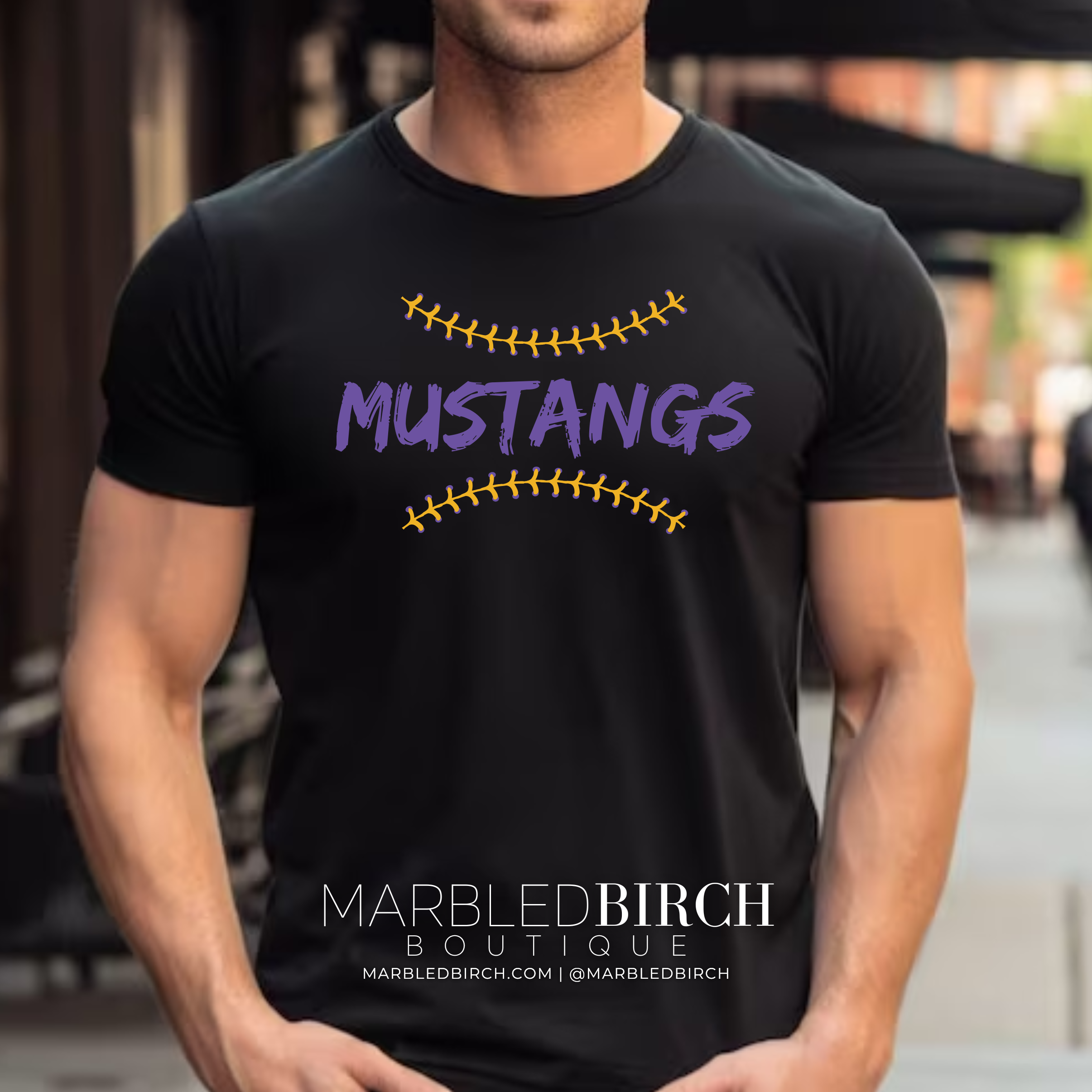 Mustangs Baseball Laces Tee