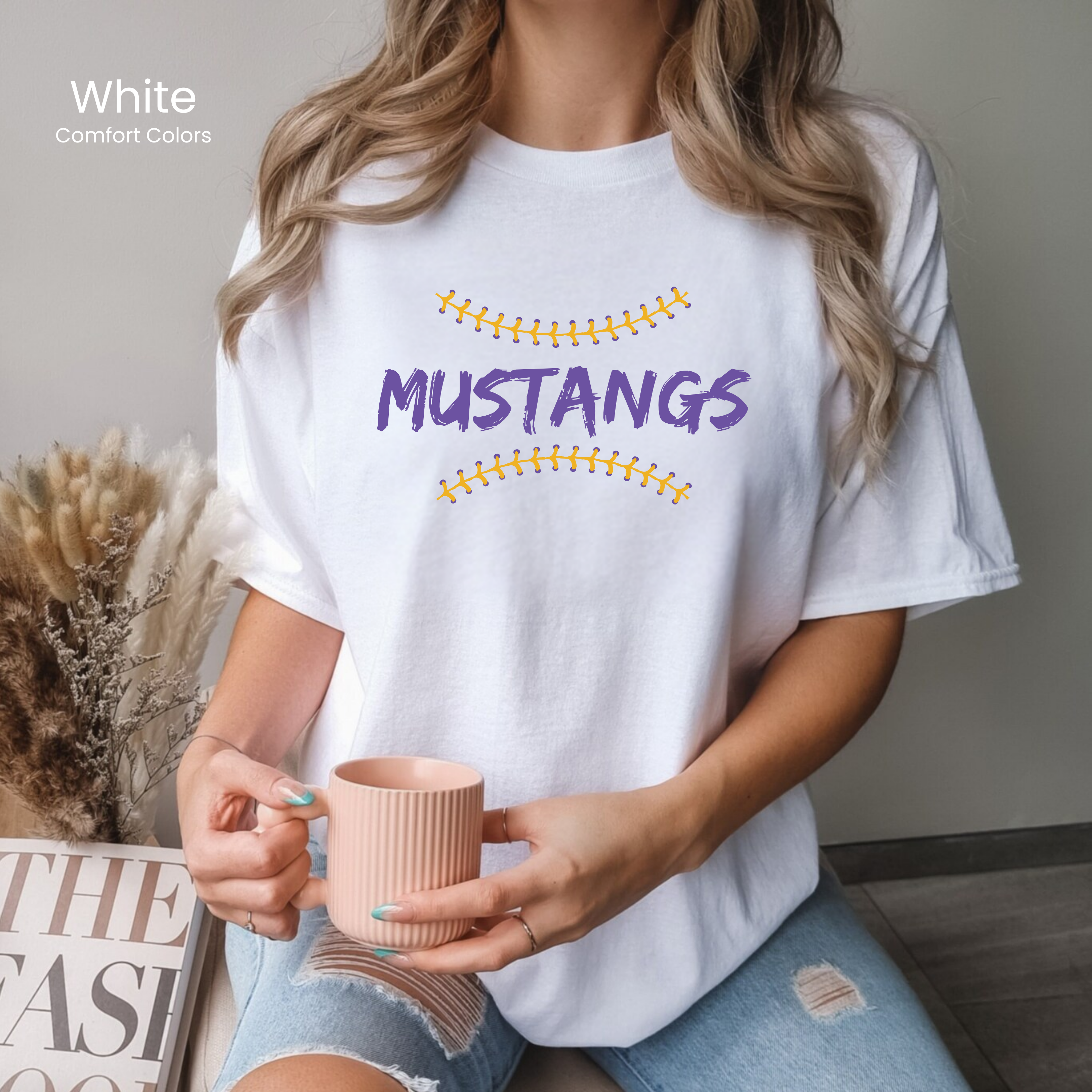 Comfort Colors Mustangs Baseball Laces Tee