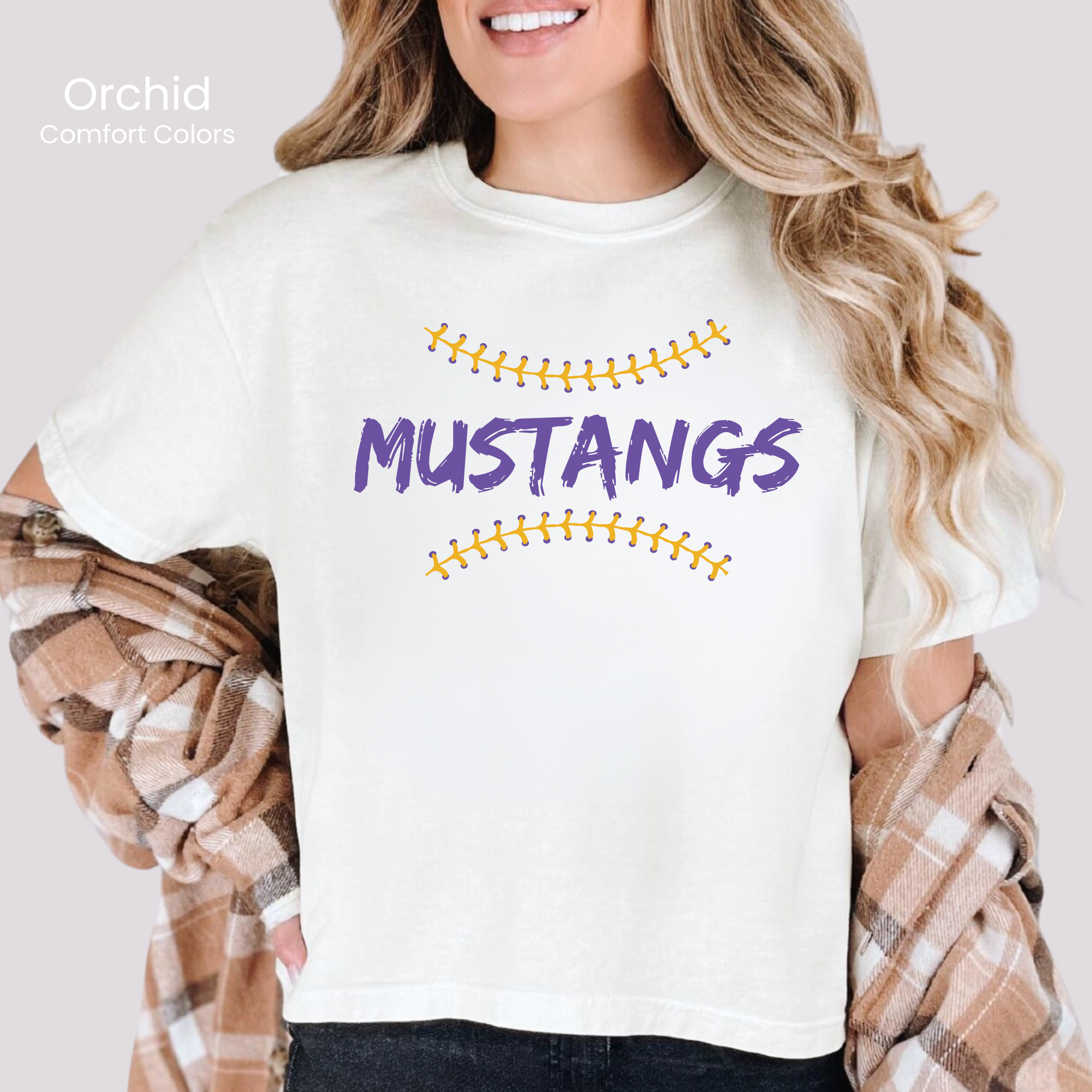 Comfort Colors Boxy Crop Mustangs Laces Tee