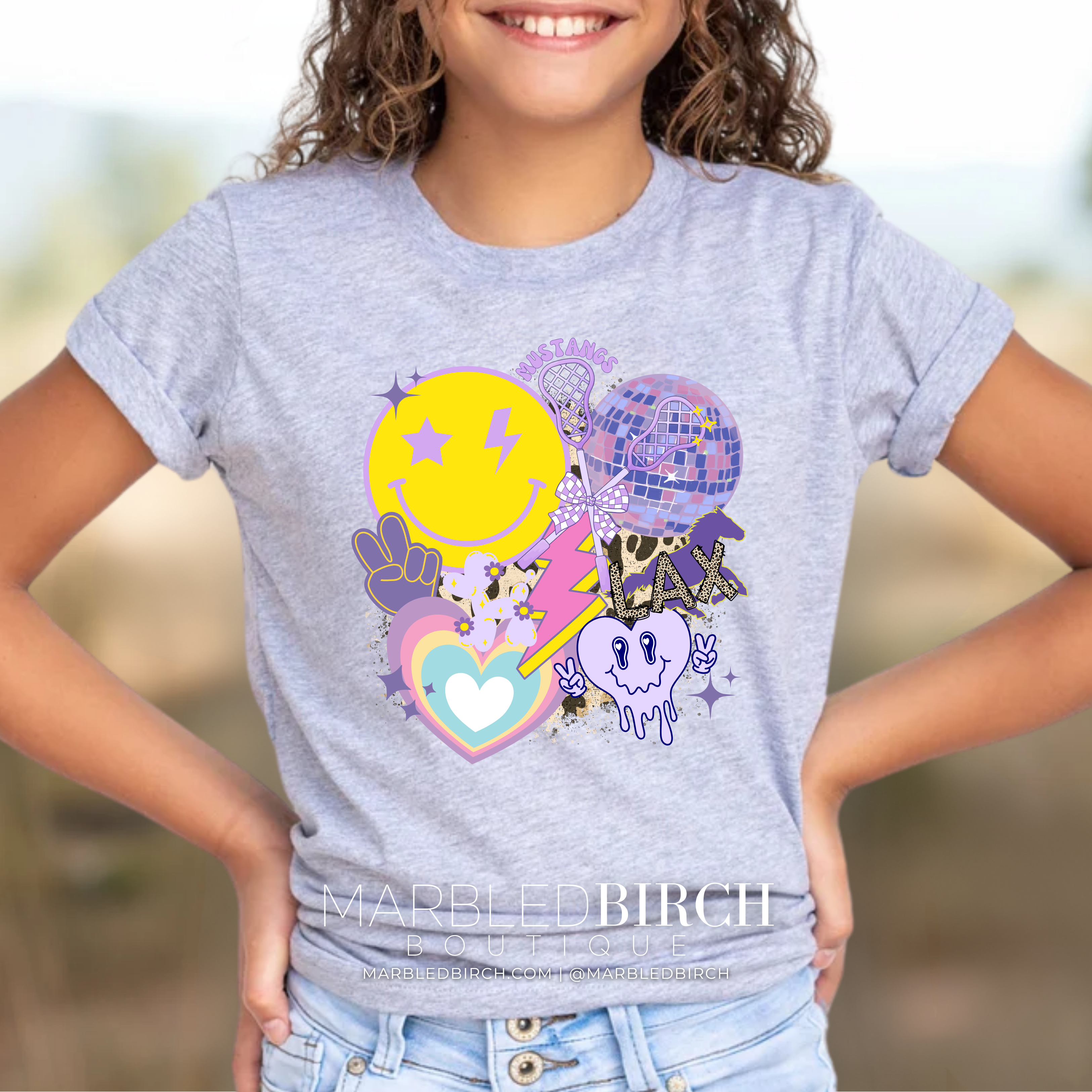 Youth Preppy Mustangs LAX Tee