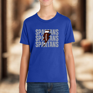 Youth Spartan Football Lightening Bolt Tee