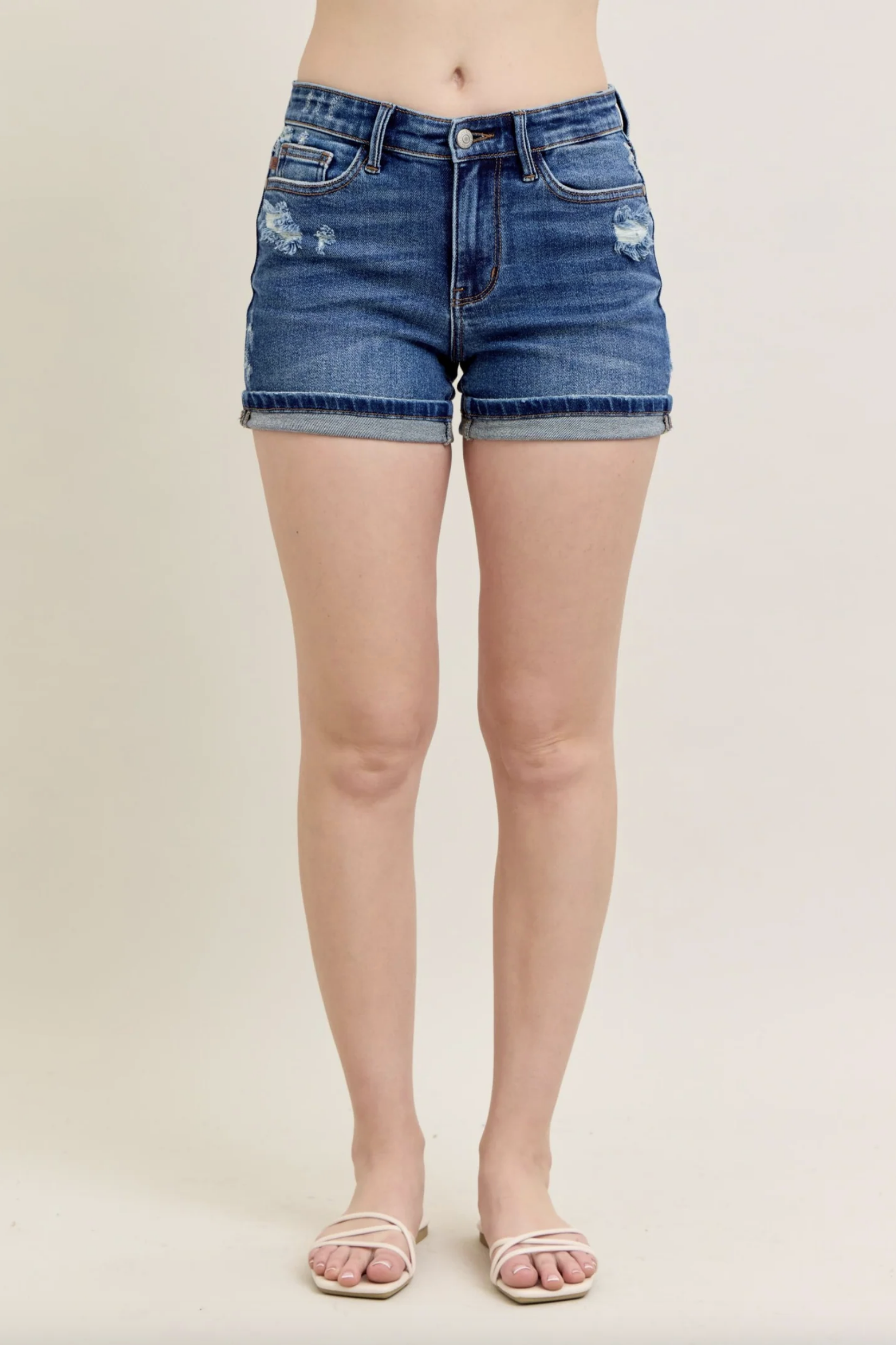Judy Blue Mid-Rise Cell Phone Pocket Dad Shorts