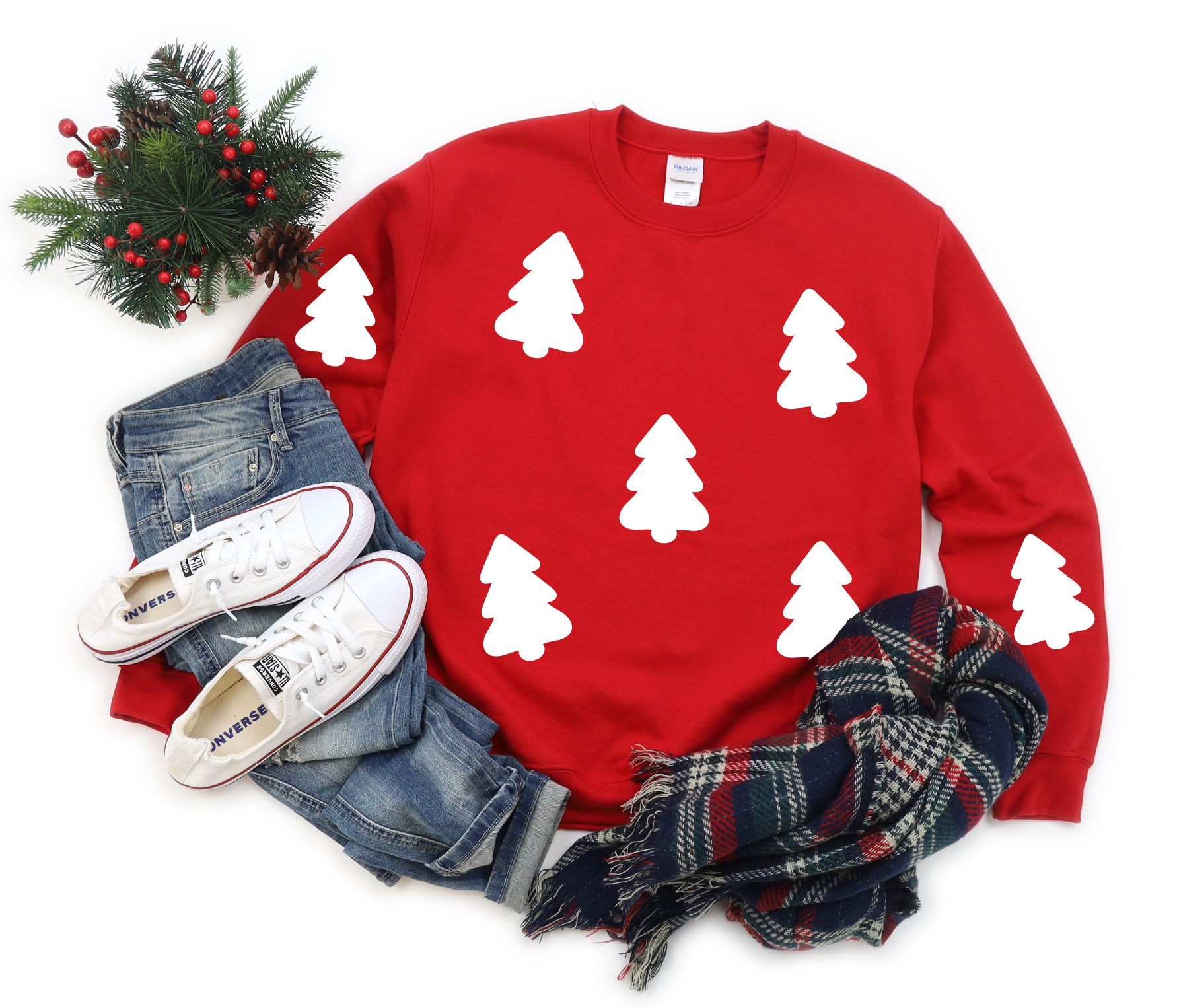 Christmas Trees Puff Ink Pullover