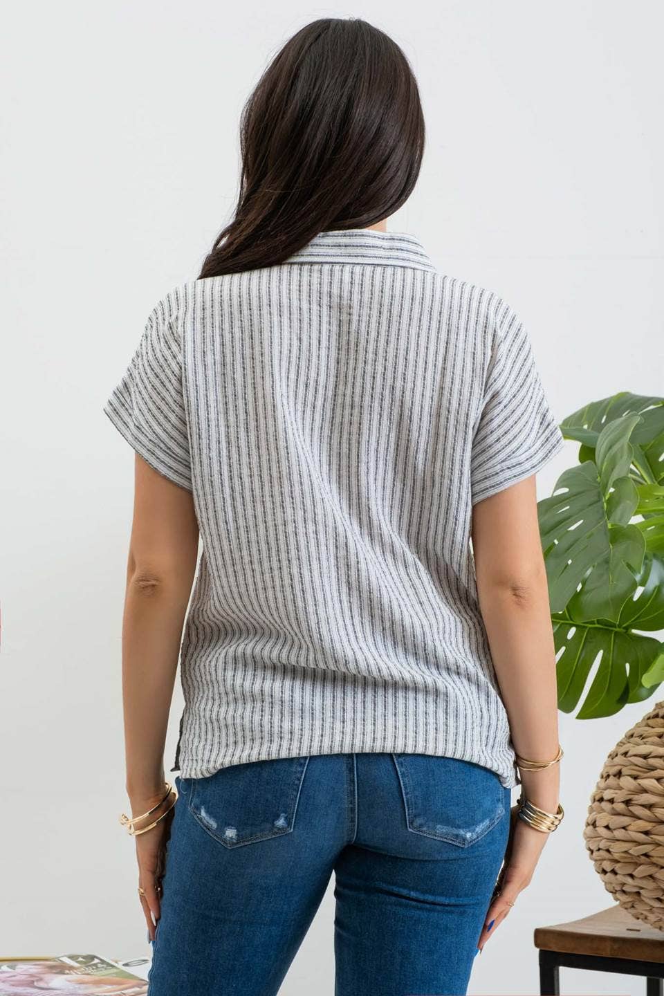 Striped Linen Button Up Shirt