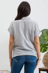 Striped Linen Button Up Shirt