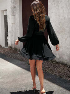 Own the Night Black Long Sleeve Mini Dress