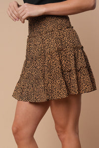 Leopard Smocked Waist Tiered Skirt