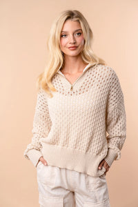 Breezy Baby Open Knit Quarter Zip
