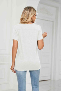 Button Me Up V-Neck Tee in White