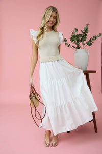 Light Taupe Sweater Vest Midi Dress