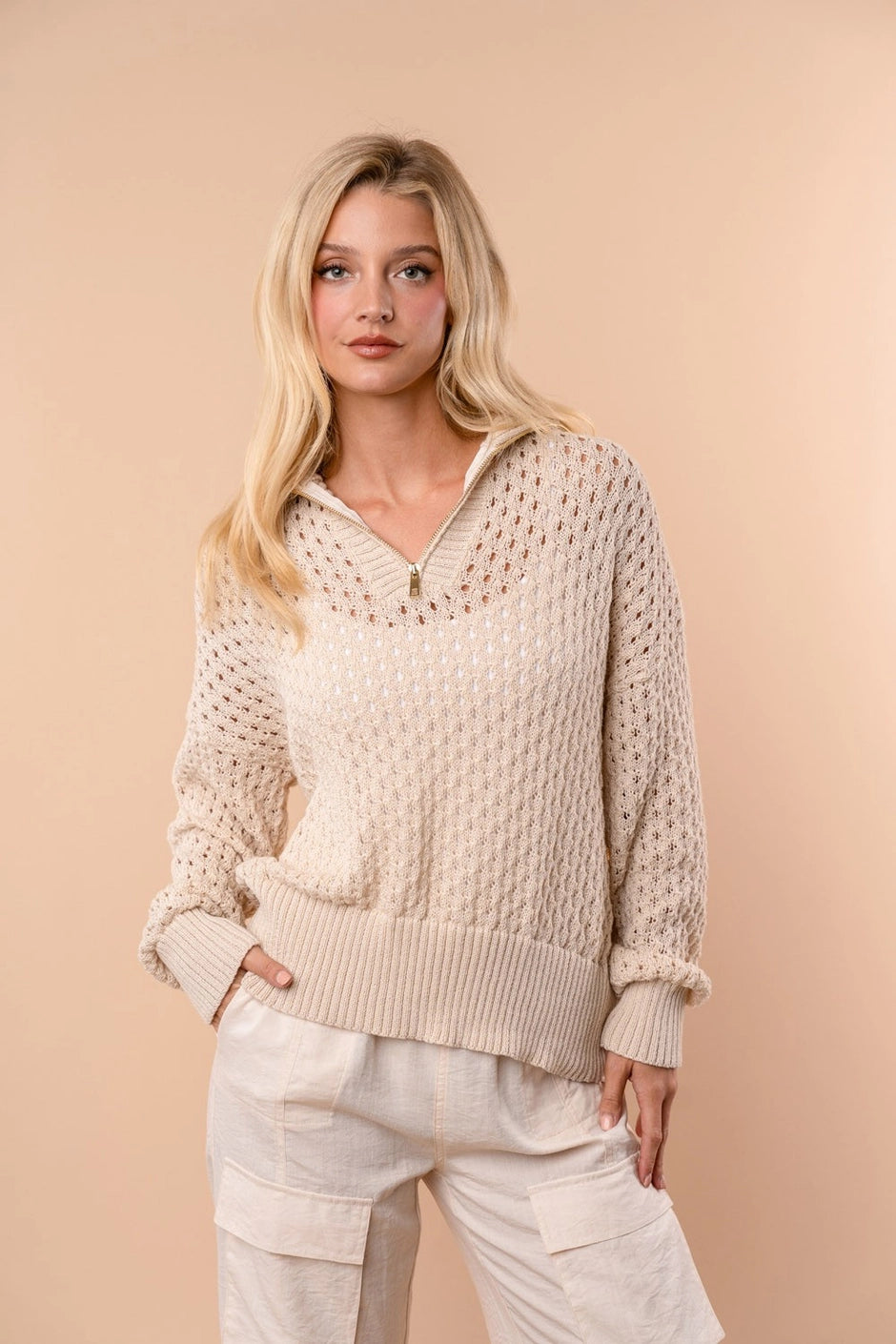 Breezy Baby Open Knit Quarter Zip