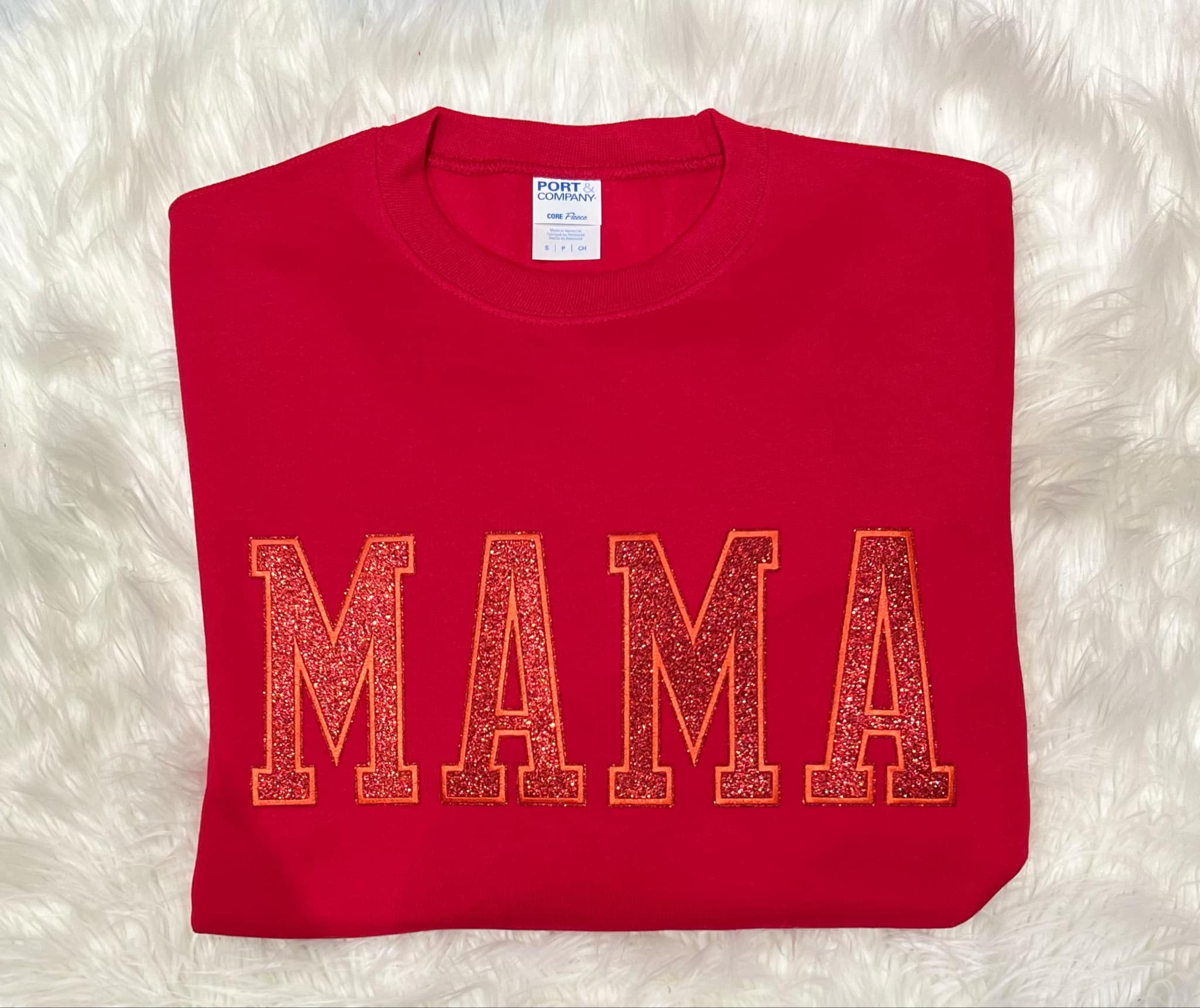 Red Glitter Patch Sweatshirt in Red