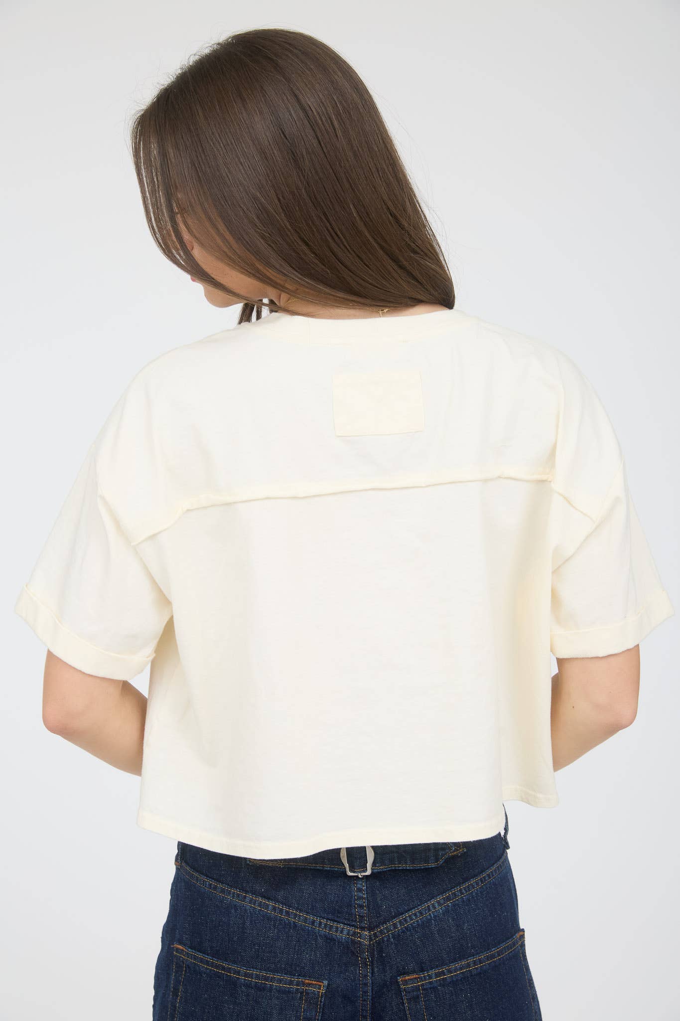 Denim Star Patch Boxy Crop Tee