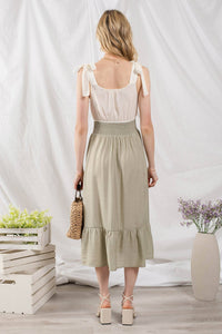 Light Olive Button Down Midi Dress