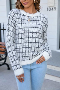 Perfectly Plaid Long Sleeve Pullover Sweater