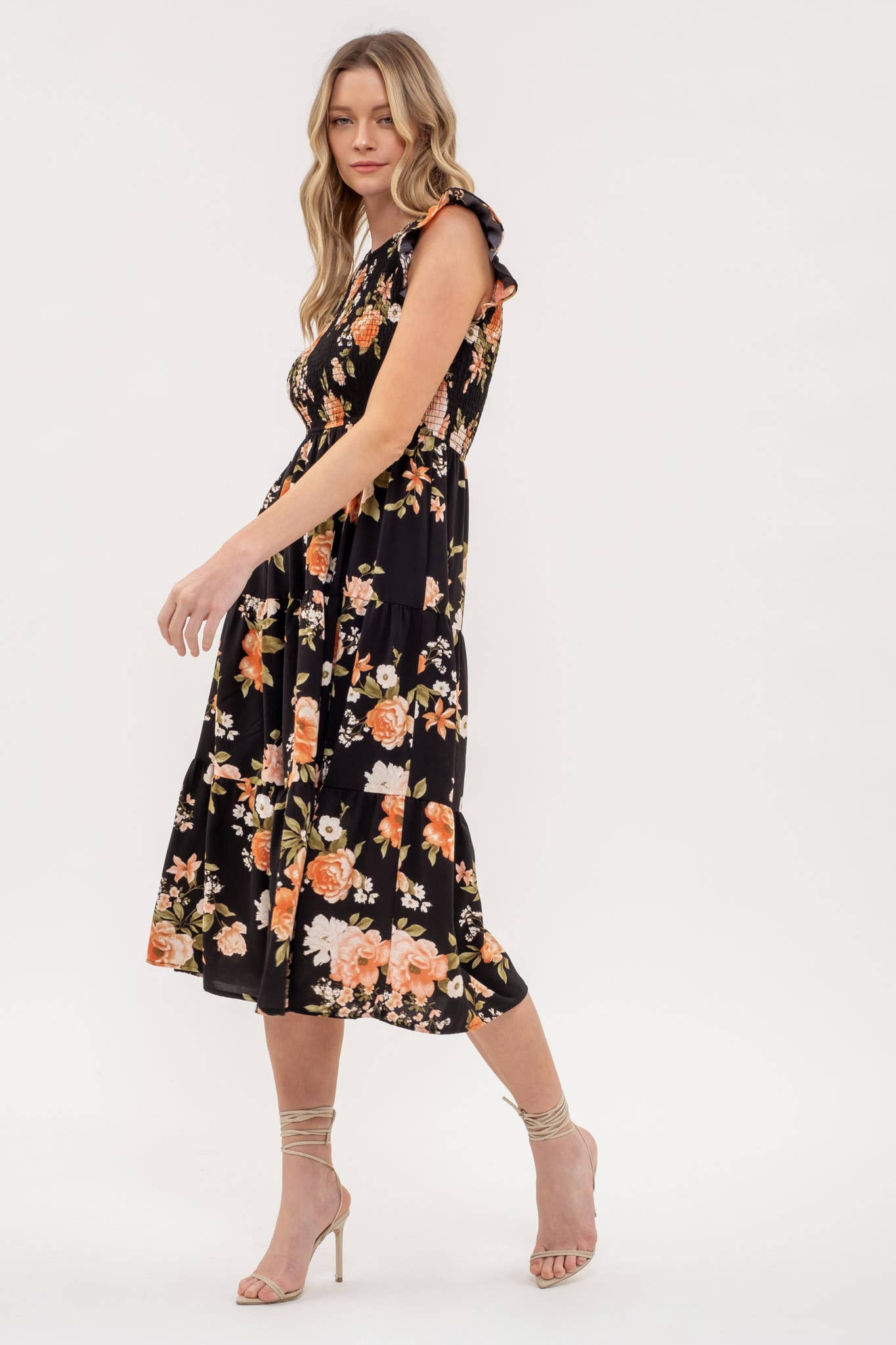 Floral Smocked Midi Dress