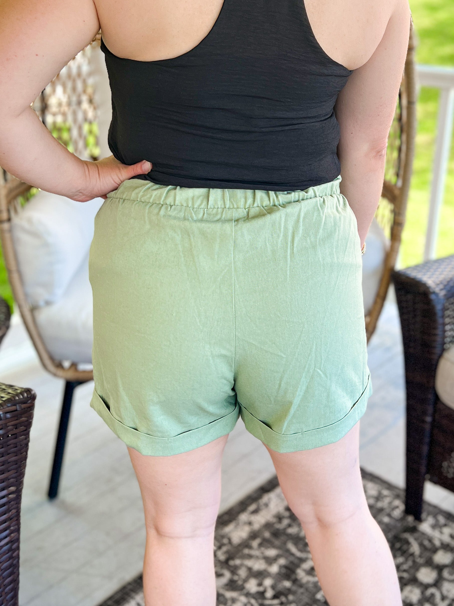 Vitamin Sea Front Pocket Shorts in Moss