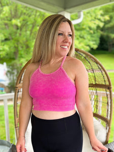 Happily Ever After Crop Tank in Hot Pink