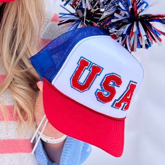 USA Chenille Patch Trucker Hat