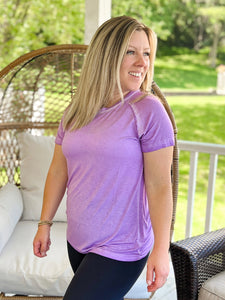 Mineral Washed Exposed Hem Tee in Lavender