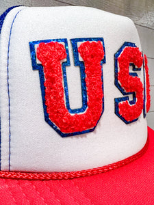 USA Chenille Patch Trucker Hat