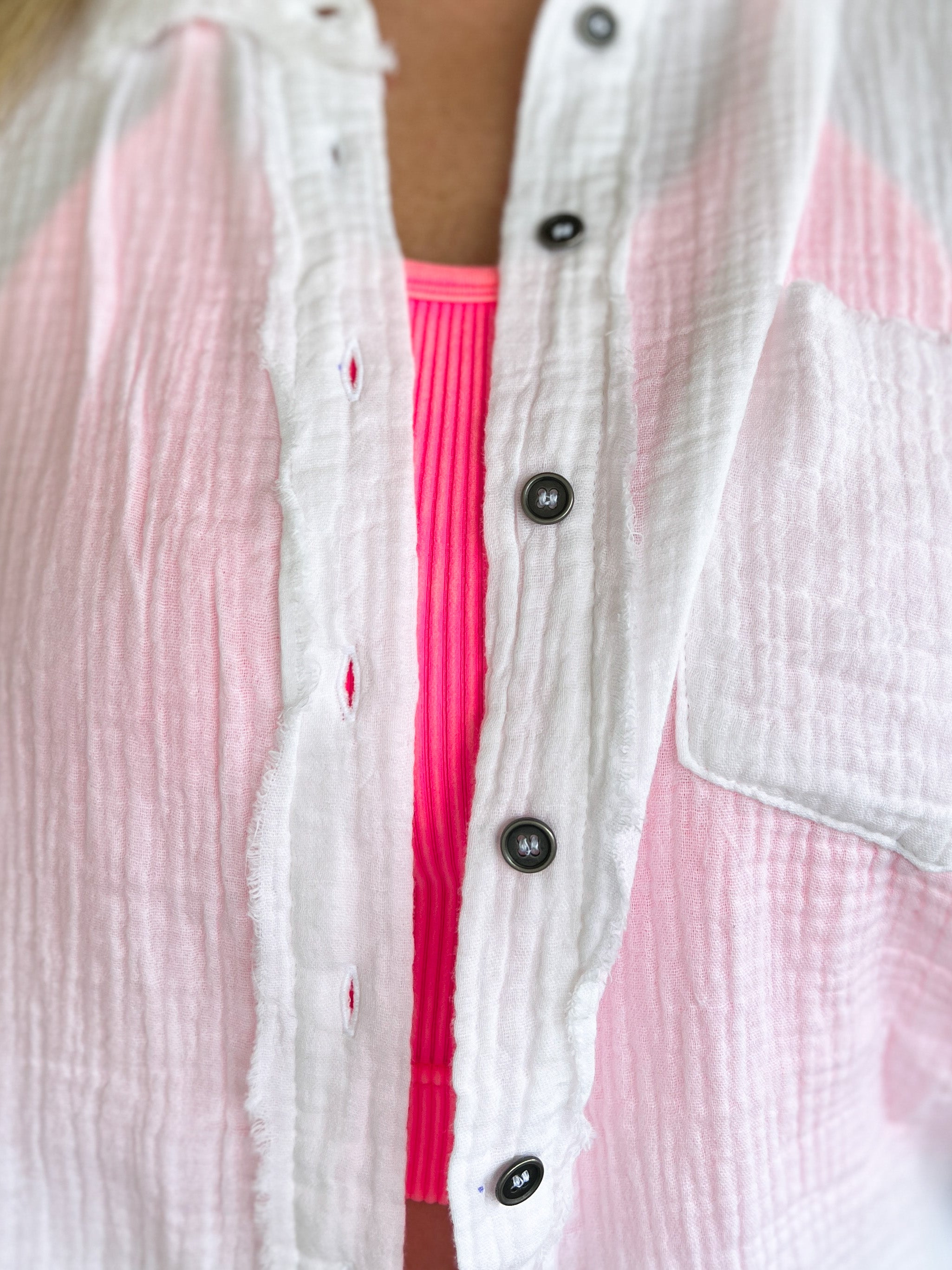White Oversized Gauze Button Down