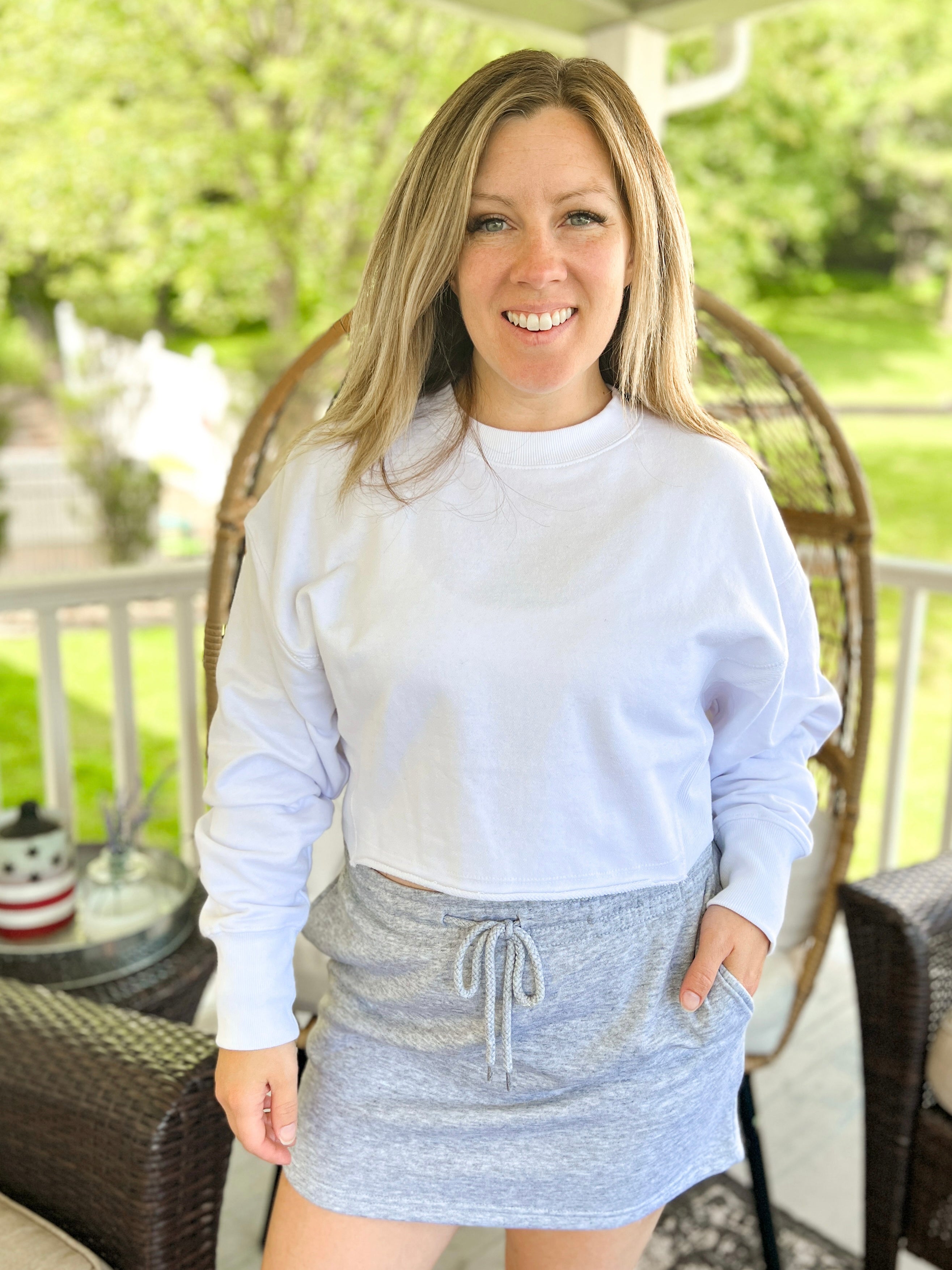 White Terry Crop Sweatshirt