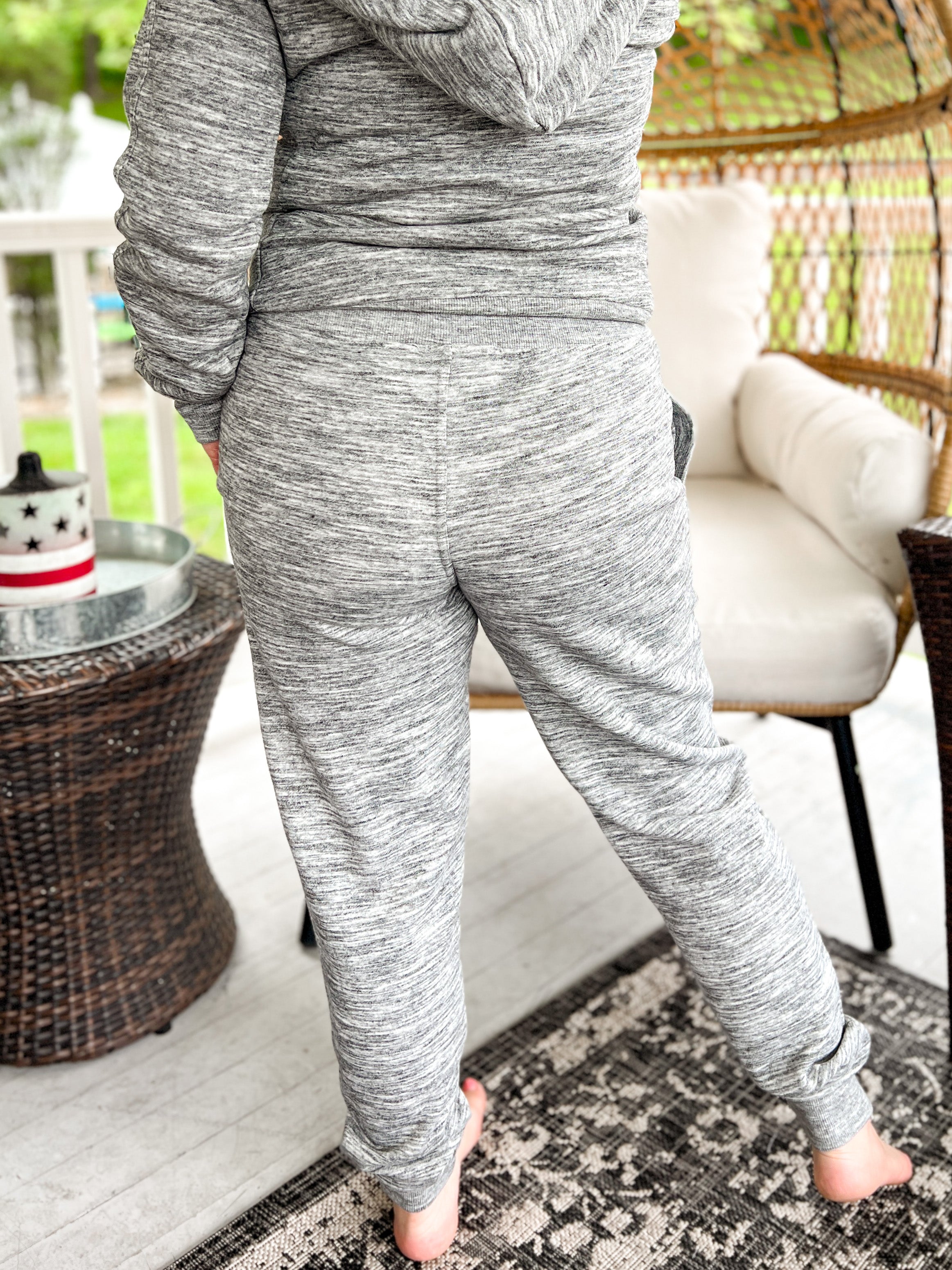 Fleece Relaxed Fit Joggers in Marled Charcoal