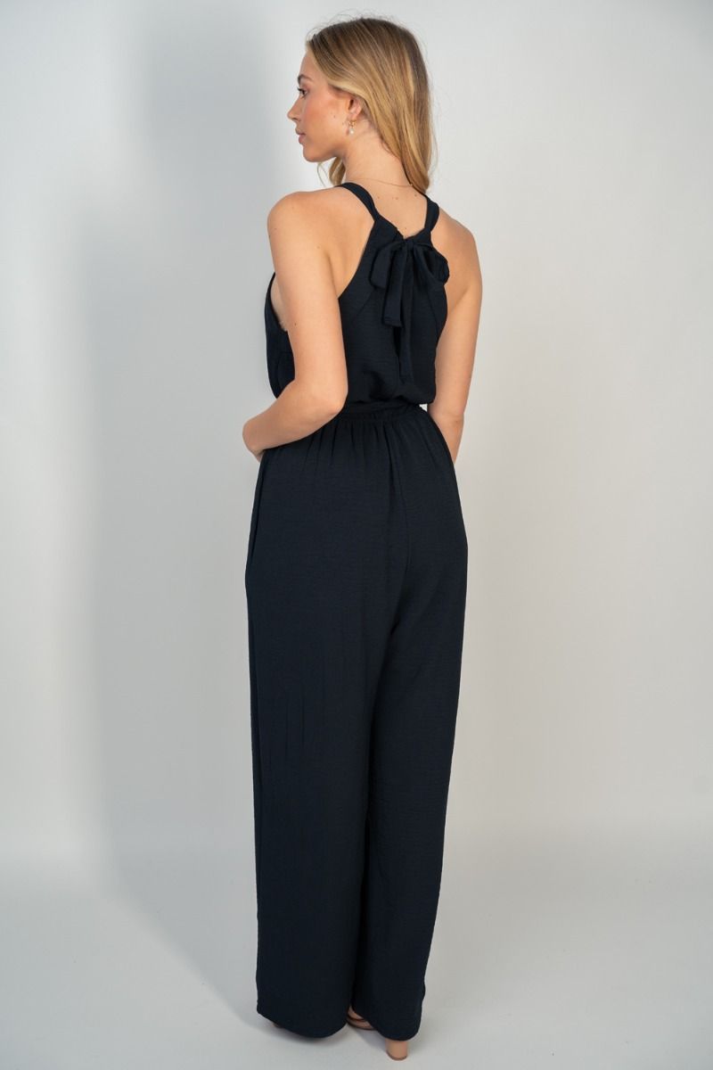 Black Woven Jumpsuit with Pockets