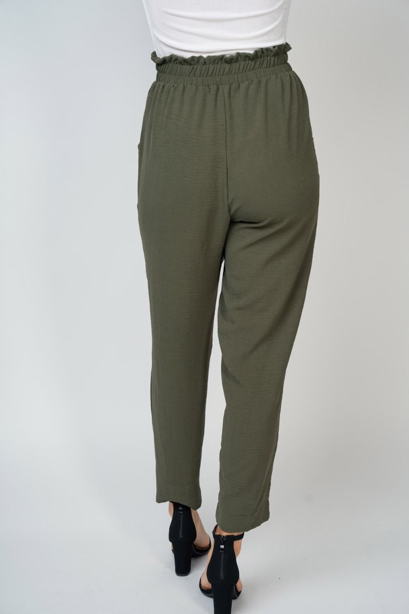 Paperbag Ankle Pants in Olive