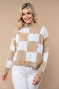 Checkmate Mock Neck Sweater