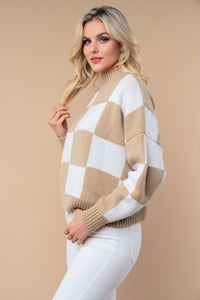 Checkmate Mock Neck Sweater