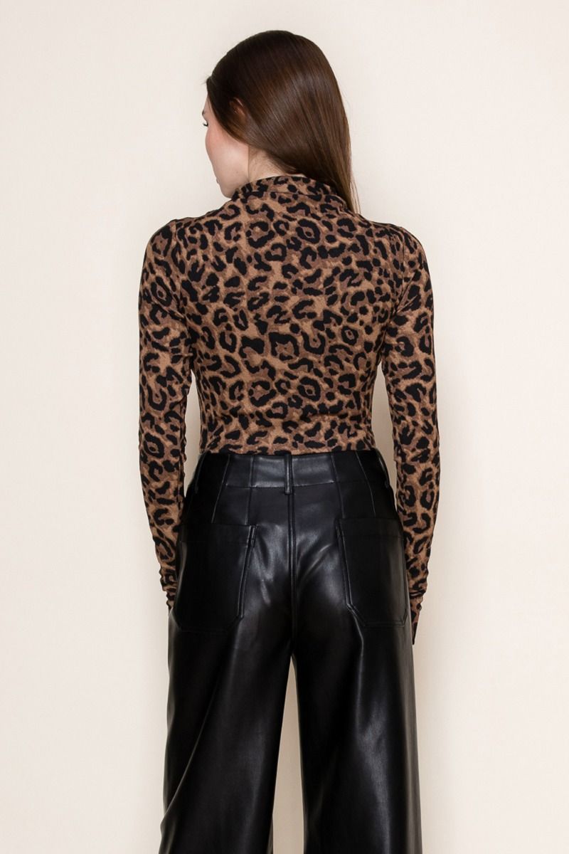Leopard Chic Mock Neck Bodysuit