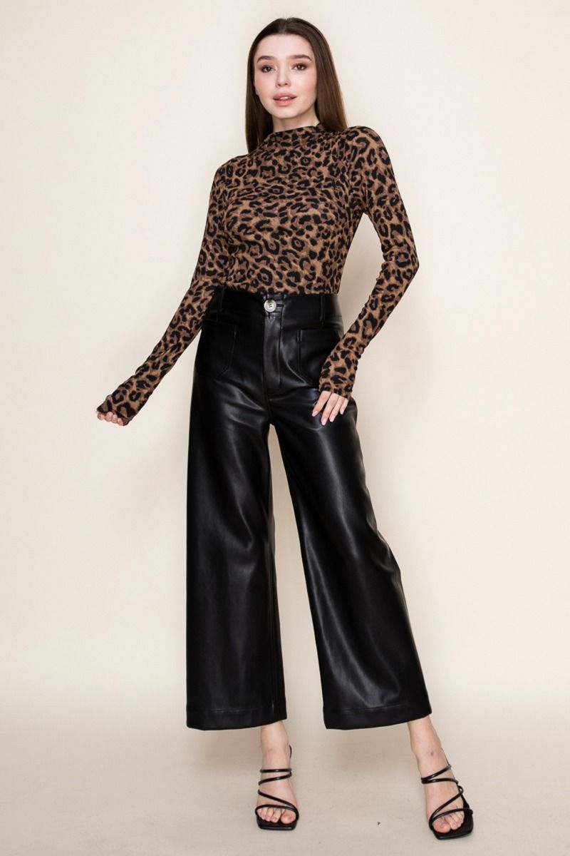 Leopard Chic Mock Neck Bodysuit