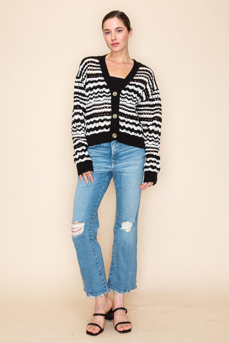 Mono Mode Striped Knit Cardi