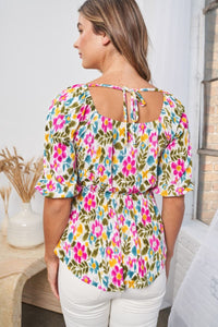 In Full Bloom Square Neck Flowy Top