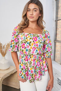 In Full Bloom Square Neck Flowy Top