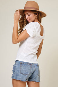 Ivory Gathered Sleeve Top